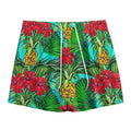 Pineapple Hibiscus Hawaii Pattern Print Mesh Shorts