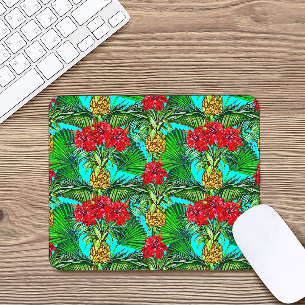 Pineapple Hibiscus Hawaii Pattern Print Mouse Pad