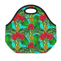 Pineapple Hibiscus Hawaii Pattern Print Neoprene Lunch Bag