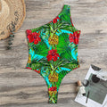Pineapple Hibiscus Hawaii Pattern Print One Shoulder Bodysuit