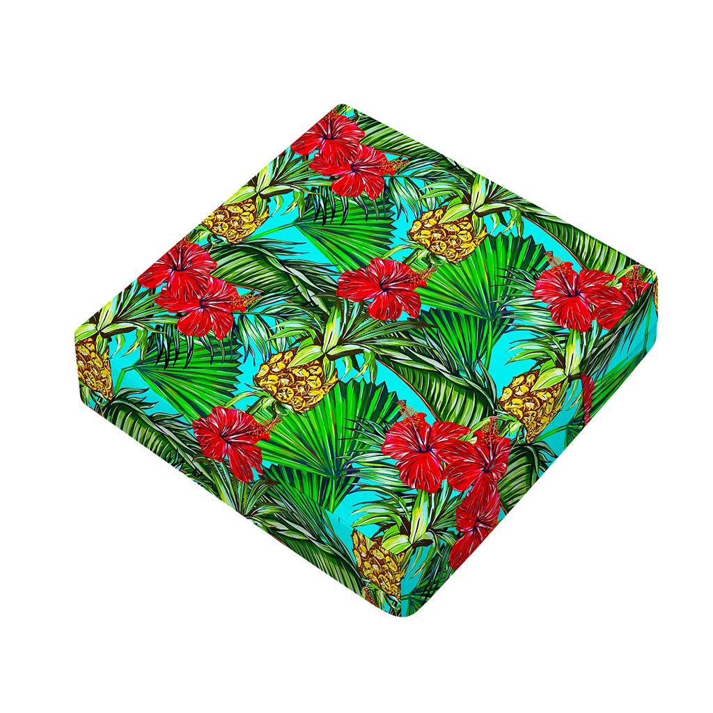 Pineapple Hibiscus Hawaii Pattern Print Outdoor Seat Cushion Cover