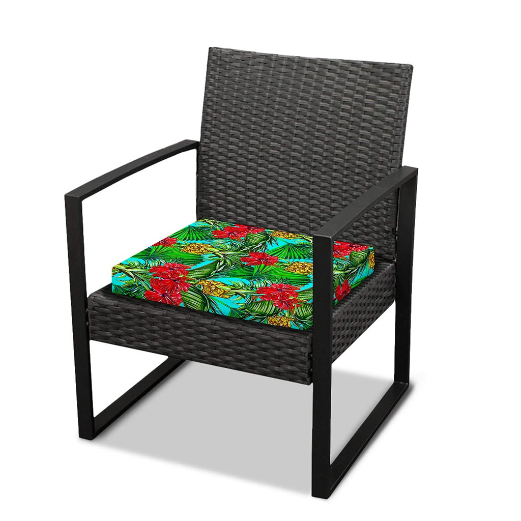 Pineapple Hibiscus Hawaii Pattern Print Outdoor Seat Cushion Cover