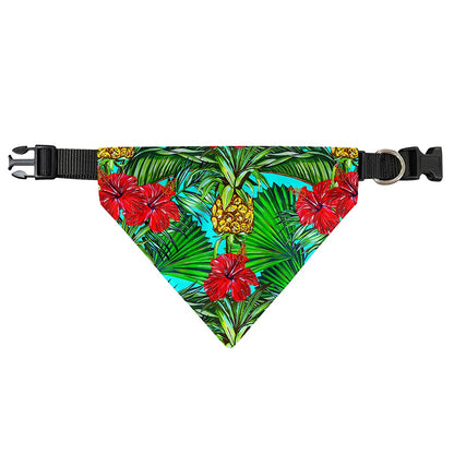 Pineapple Hibiscus Hawaii Pattern Print Over The Collar Dog Bandana