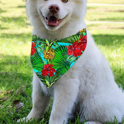 Pineapple Hibiscus Hawaii Pattern Print Over The Collar Dog Bandana