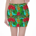 Pineapple Hibiscus Hawaii Pattern Print Pencil Mini Skirt