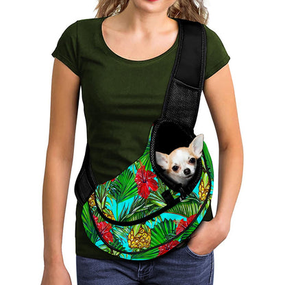 Pineapple Hibiscus Hawaii Pattern Print Pet Sling Carrier