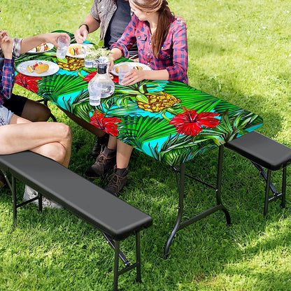 Pineapple Hibiscus Hawaii Pattern Print Picnic Table Cover