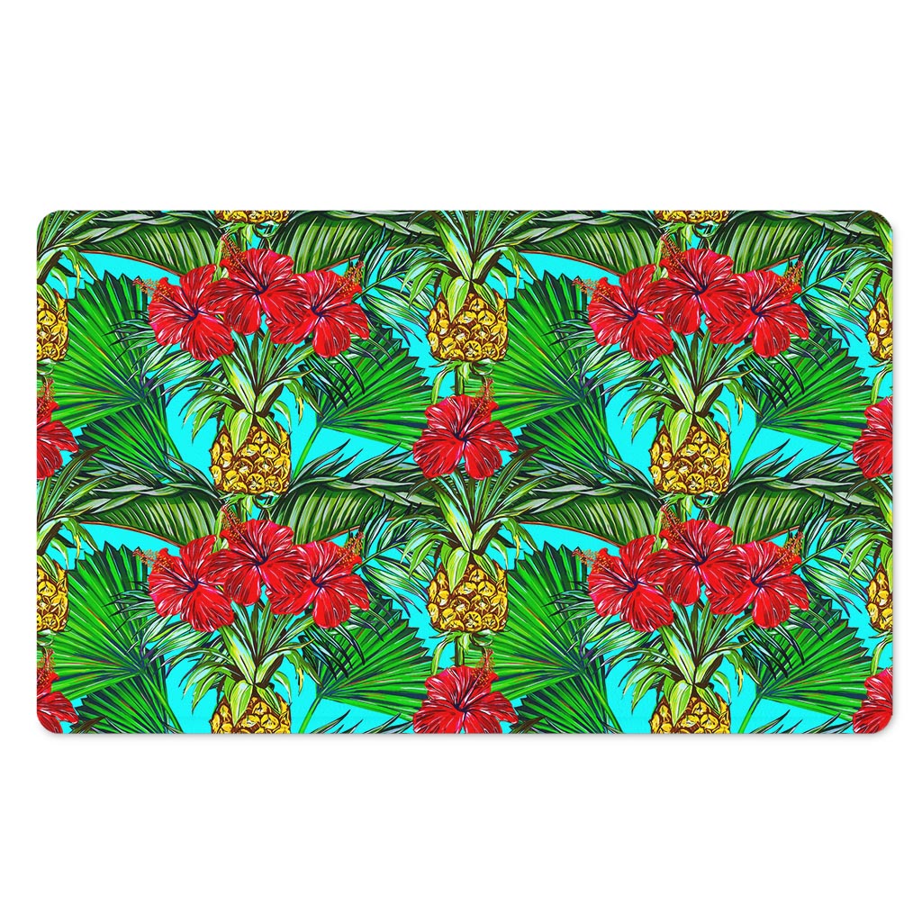 Pineapple Hibiscus Hawaii Pattern Print Polyester Doormat