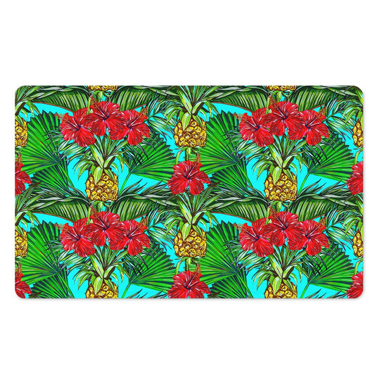 Pineapple Hibiscus Hawaii Pattern Print Polyester Doormat