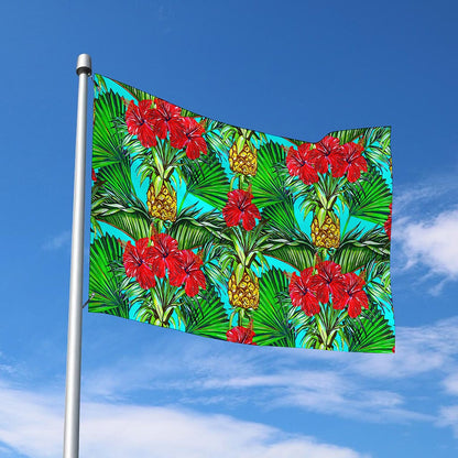 Pineapple Hibiscus Hawaii Pattern Print Polyester Flag