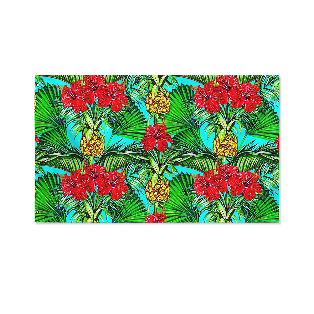 Pineapple Hibiscus Hawaii Pattern Print Polyester Flag