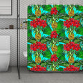 Pineapple Hibiscus Hawaii Pattern Print Polyester Shower Curtain