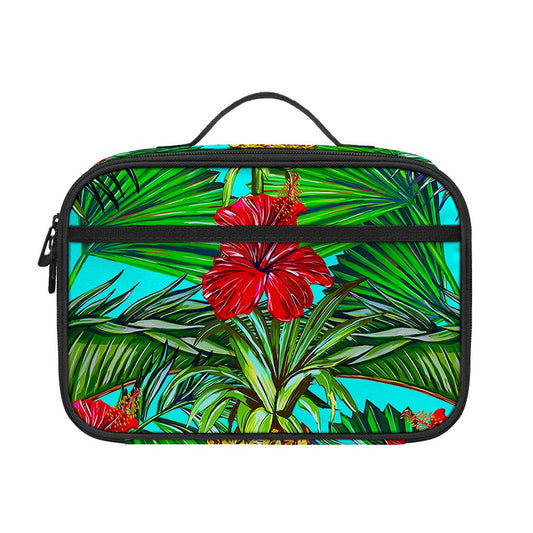 Pineapple Hibiscus Hawaii Pattern Print Portable Lunch Bag