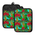 Pineapple Hibiscus Hawaii Pattern Print Pot Holders With Pocket