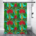 Pineapple Hibiscus Hawaii Pattern Print Premium Shower Curtain