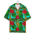 Pineapple Hibiscus Hawaii Pattern Print Rayon Hawaiian Shirt