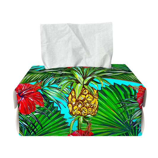 Pineapple Hibiscus Hawaii Pattern Print Rectangle Tissue Box Cover