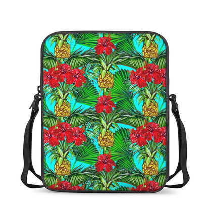 Pineapple Hibiscus Hawaii Pattern Print Rectangular Crossbody Bag