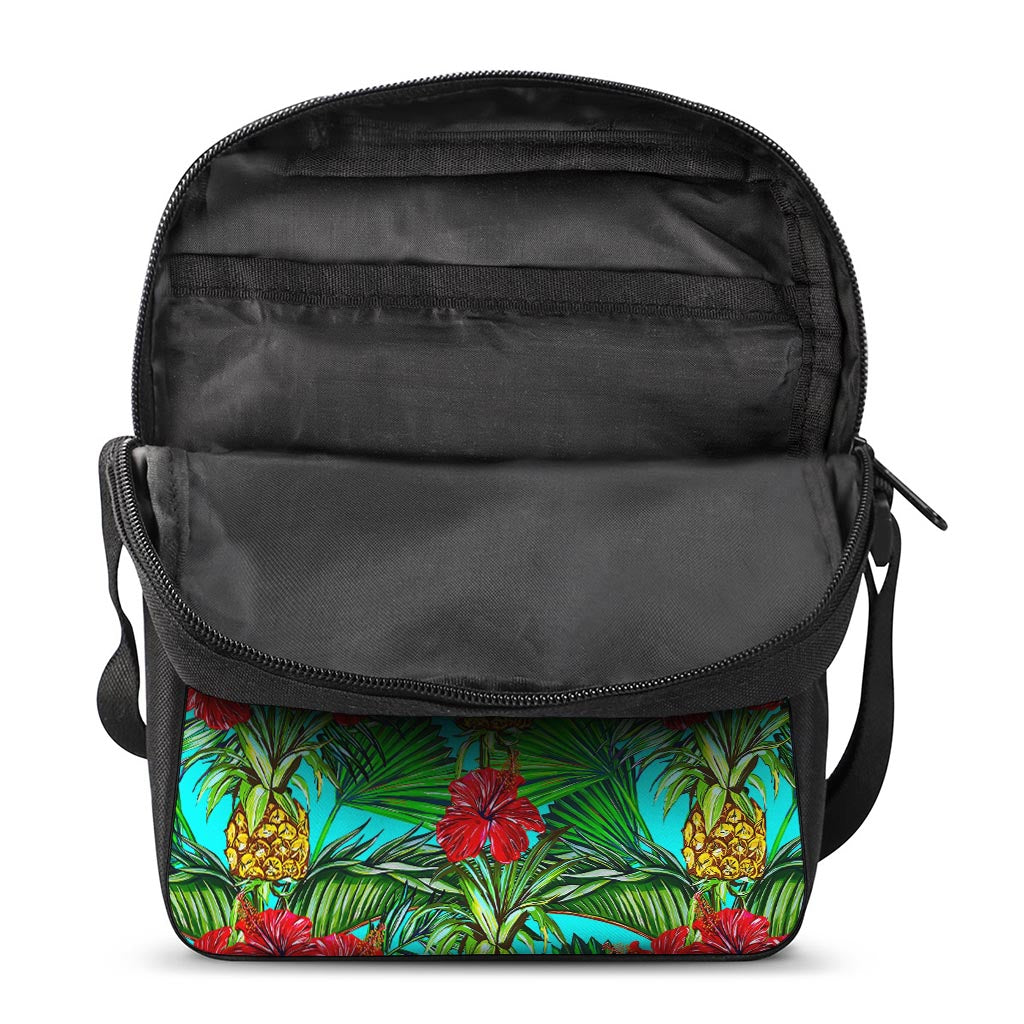Pineapple Hibiscus Hawaii Pattern Print Rectangular Crossbody Bag