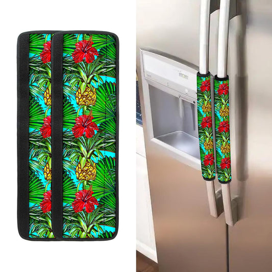 Pineapple Hibiscus Hawaii Pattern Print Refrigerator Handle Covers