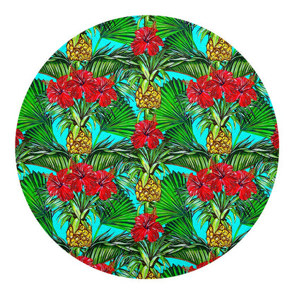 Pineapple Hibiscus Hawaii Pattern Print Round Blanket