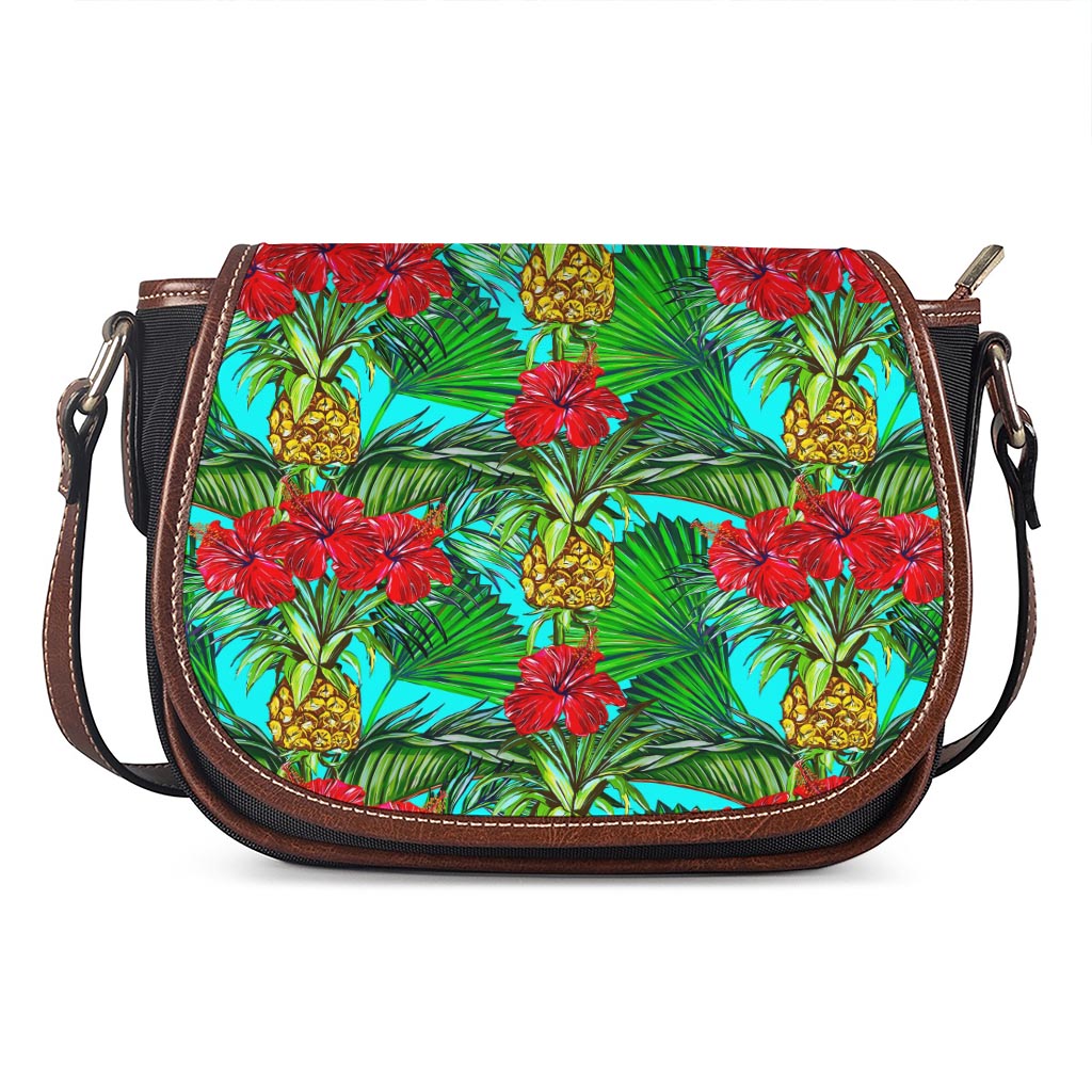 Pineapple Hibiscus Hawaii Pattern Print Saddle Bag