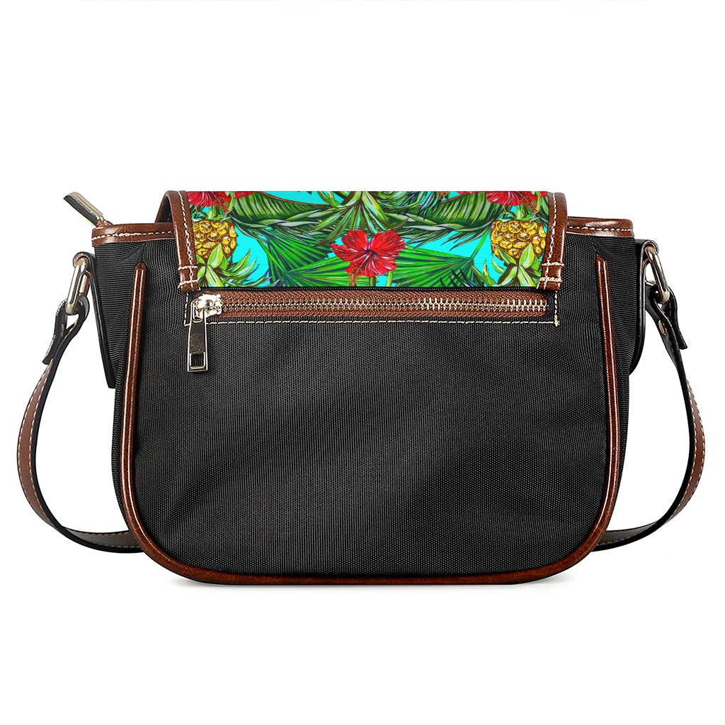 Pineapple Hibiscus Hawaii Pattern Print Saddle Bag