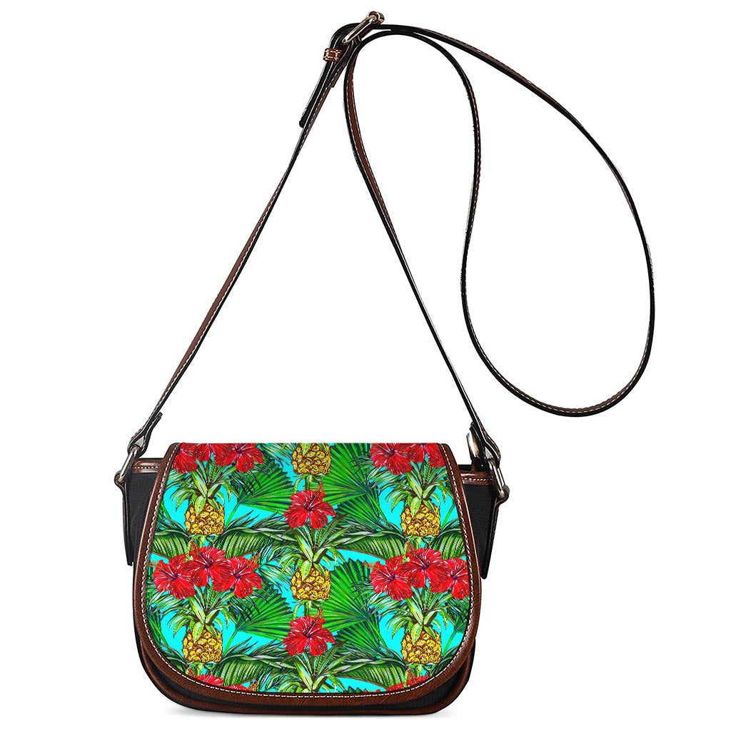 Pineapple Hibiscus Hawaii Pattern Print Saddle Bag
