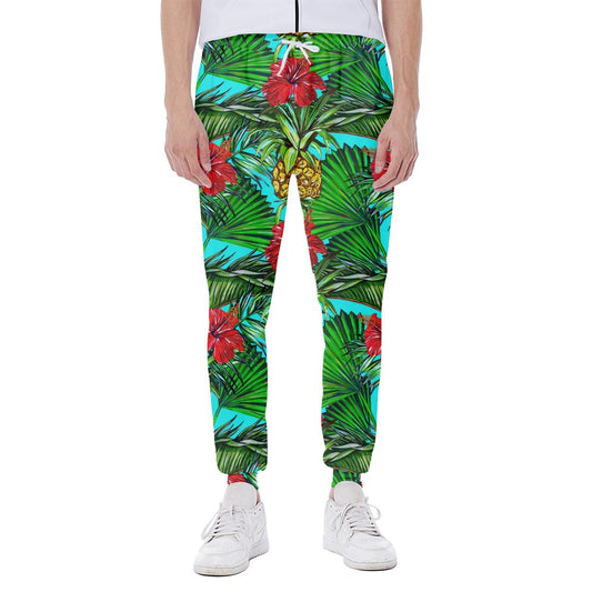 Pineapple Hibiscus Hawaii Pattern Print Scuba Joggers