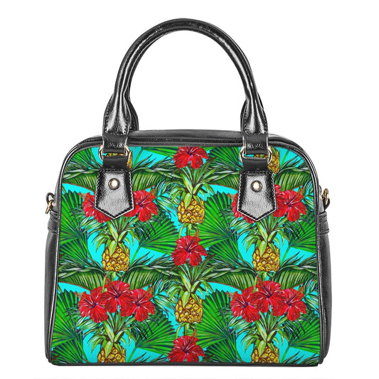 Pineapple Hibiscus Hawaii Pattern Print Shoulder Handbag