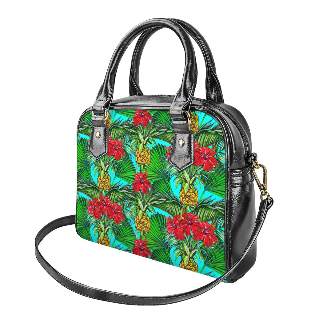 Pineapple Hibiscus Hawaii Pattern Print Shoulder Handbag