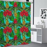Pineapple Hibiscus Hawaii Pattern Print Shower Curtain