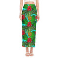 Pineapple Hibiscus Hawaii Pattern Print Side Slit Maxi Skirt
