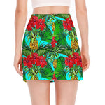 Pineapple Hibiscus Hawaii Pattern Print Side Slit Mini Skirt