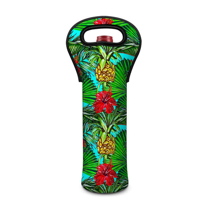Pineapple Hibiscus Hawaii Pattern Print Single Neoprene Wine Tote