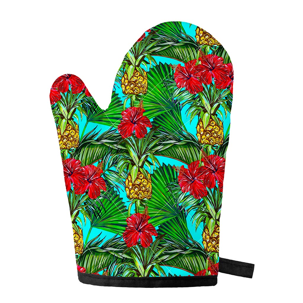 Pineapple Hibiscus Hawaii Pattern Print Single Oven Mitt