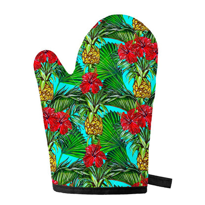 Pineapple Hibiscus Hawaii Pattern Print Single Oven Mitt