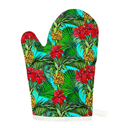 Pineapple Hibiscus Hawaii Pattern Print Single Oven Mitt