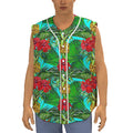 Pineapple Hibiscus Hawaii Pattern Print Sleeveless Baseball Jersey