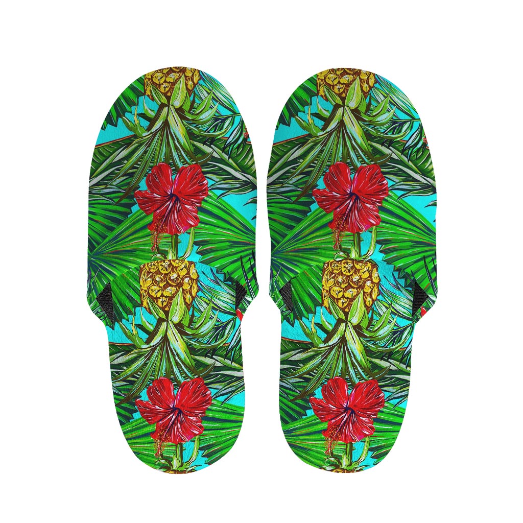 Pineapple Hibiscus Hawaii Pattern Print Slippers