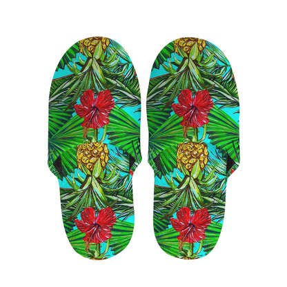 Pineapple Hibiscus Hawaii Pattern Print Slippers