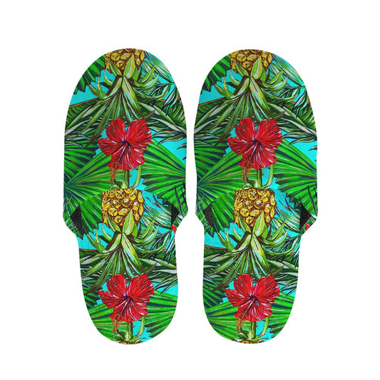 Pineapple Hibiscus Hawaii Pattern Print Slippers