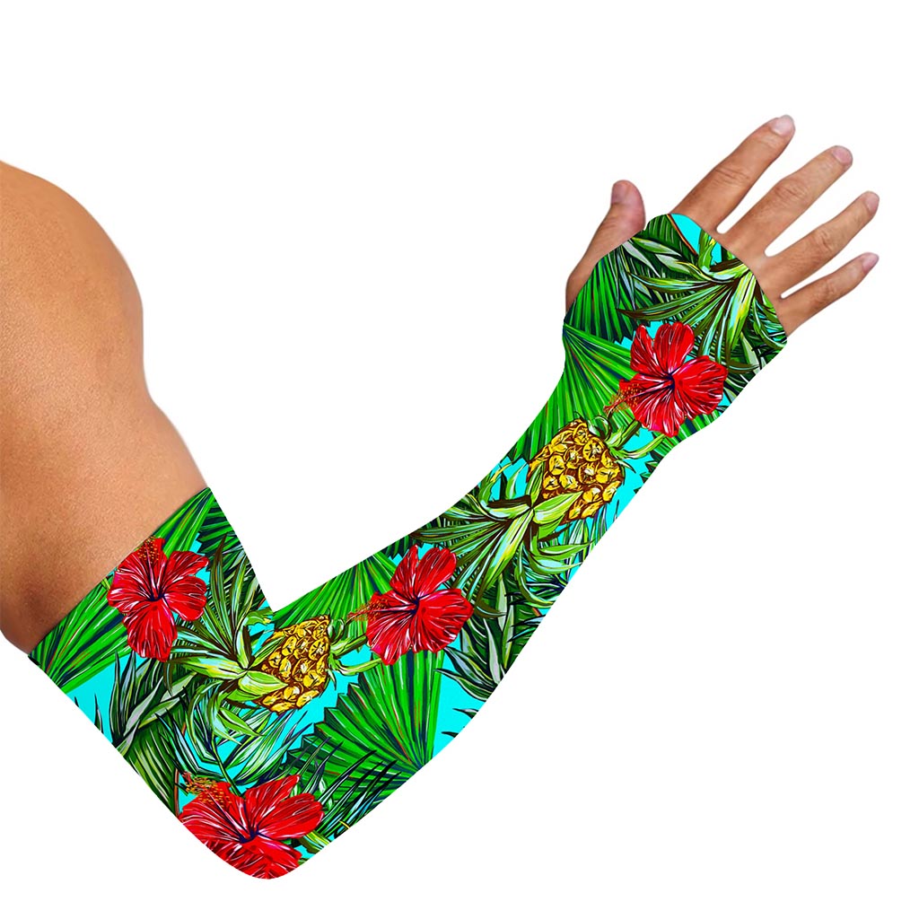 Pineapple Hibiscus Hawaii Pattern Print Sun Protection Arm Sleeves