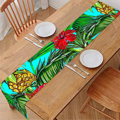 Pineapple Hibiscus Hawaii Pattern Print Table Runner