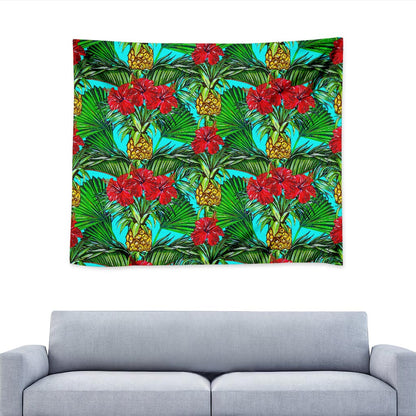 Pineapple Hibiscus Hawaii Pattern Print Tapestry