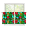 Pineapple Hibiscus Hawaii Pattern Print Tier Curtains