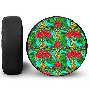 Pineapple Hibiscus Hawaii Pattern Print Tire Cover