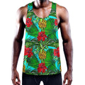 Pineapple Hibiscus Hawaii Pattern Print Men's Workout Tank Top
