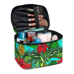 Pineapple Hibiscus Hawaii Pattern Print Travel Makeup Bag