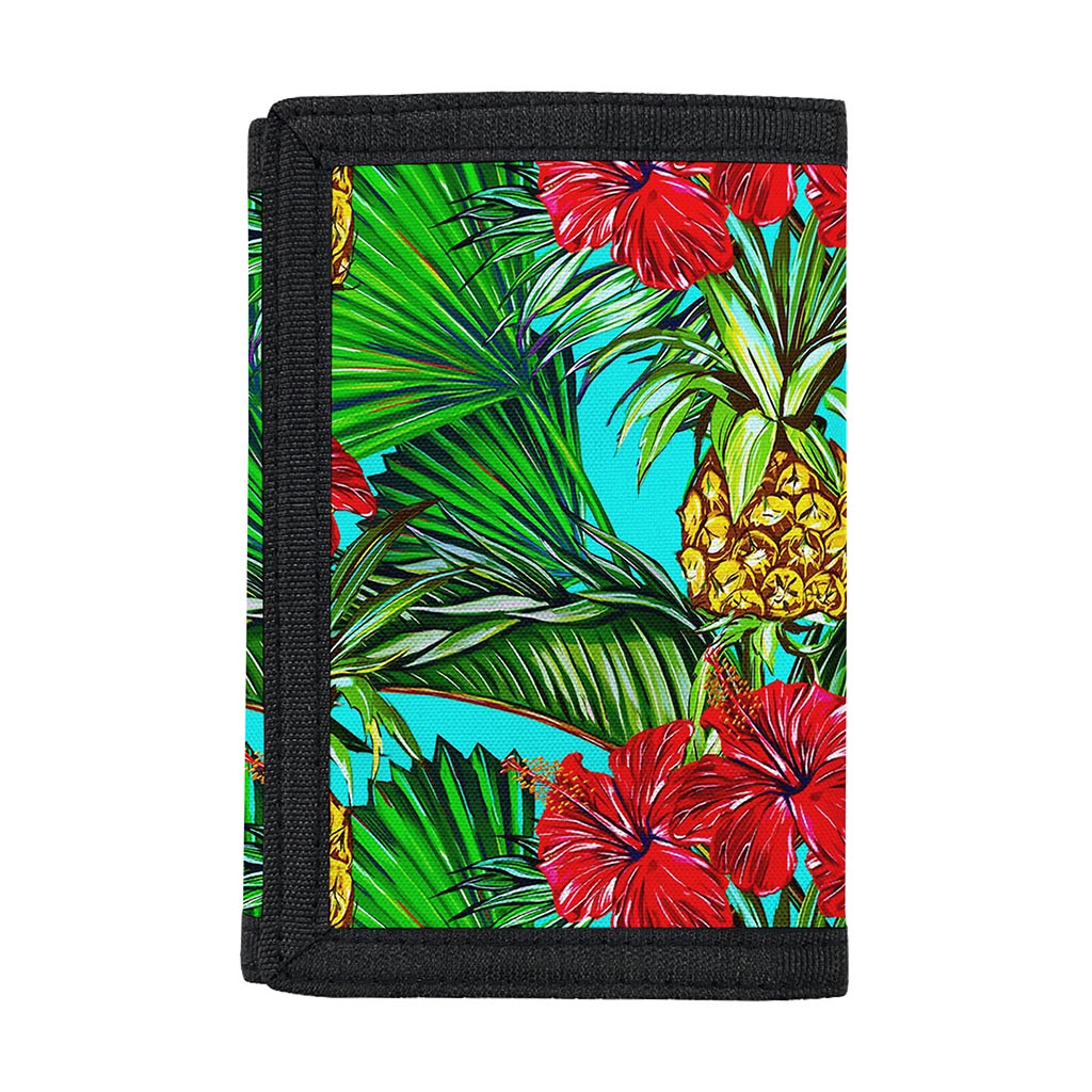 Pineapple Hibiscus Hawaii Pattern Print Trifold Wallet
